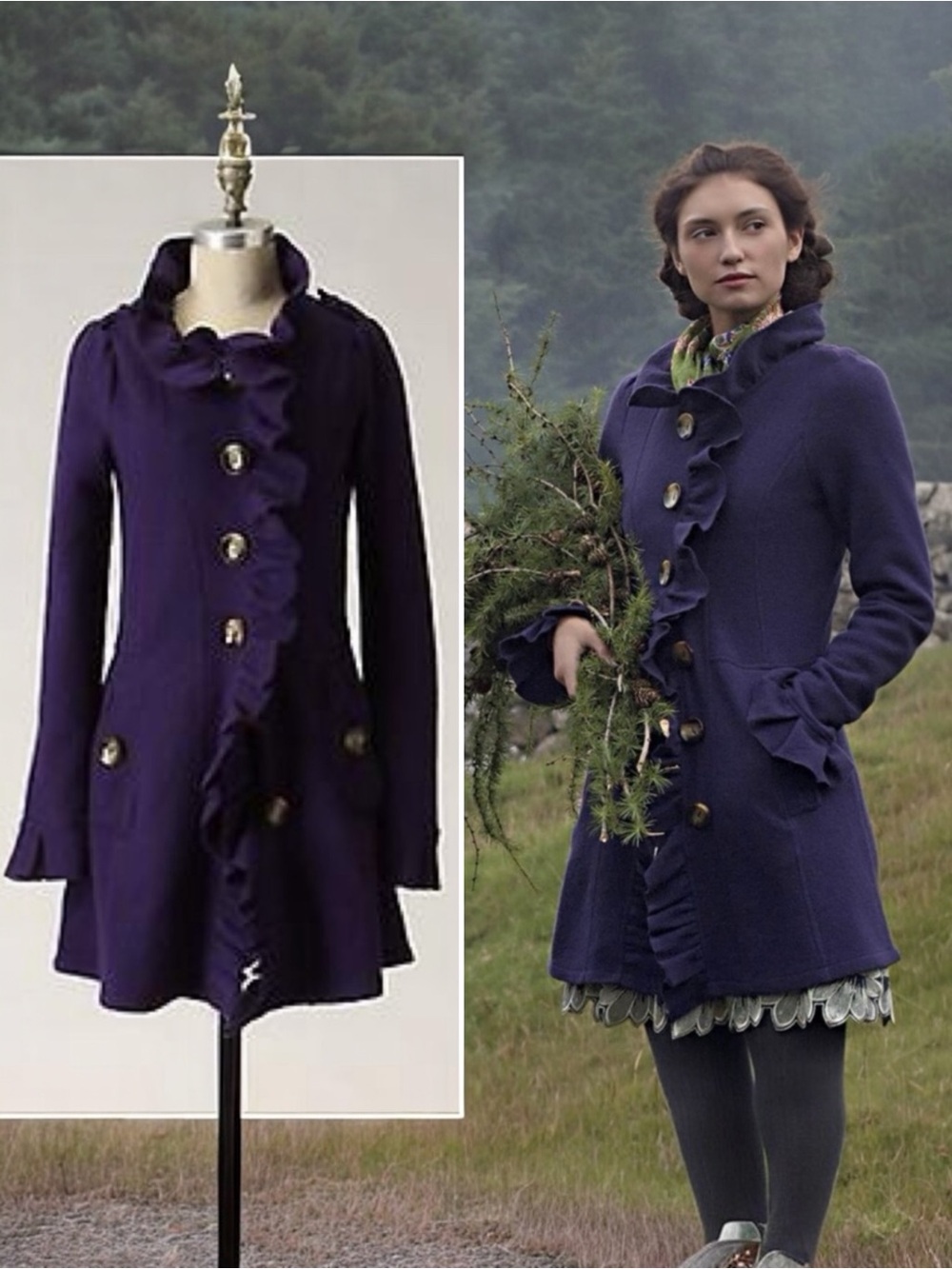 ANTHROPOLOGIE Charlie & Robin Gumshoe Sweater Coat Wool Old School y2k S